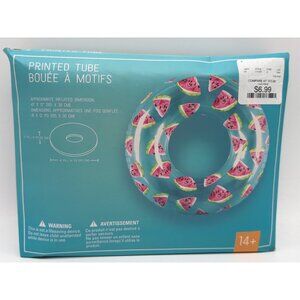 Watermelon-Print Inflatable Pool Tube 41" X 12" For Ages 14+